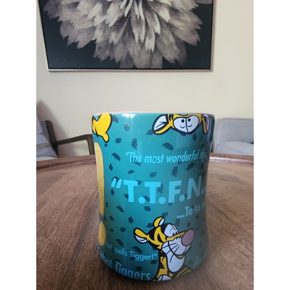 Tigger Mug RARE Disney Winnie the Pooh Green Embossed & Glitter Coffee Cup Tea - Picture 4 of 7